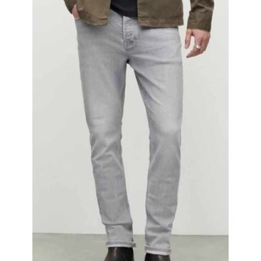 All Saints Cigarette Button Fly Denim Jean Gray Men's Size 33 Grunge Casual